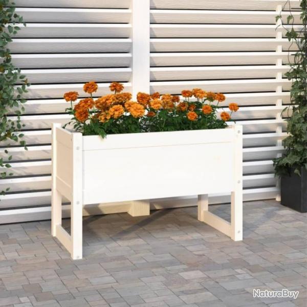 Jardinire Blanc 78x40x52 cm Bois massif de pin