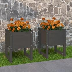 Jardinières 2 pcs Gris 40x40x52,5 cm Bois massif de pin