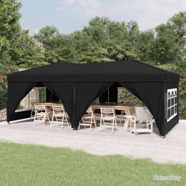 Tente de rception pliable avec parois Noir 3x6 m