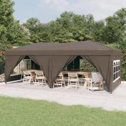 Tente de réception pliable avec parois Taupe 3x6 m