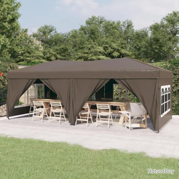 Tente de rception pliable avec parois Taupe 3x6 m