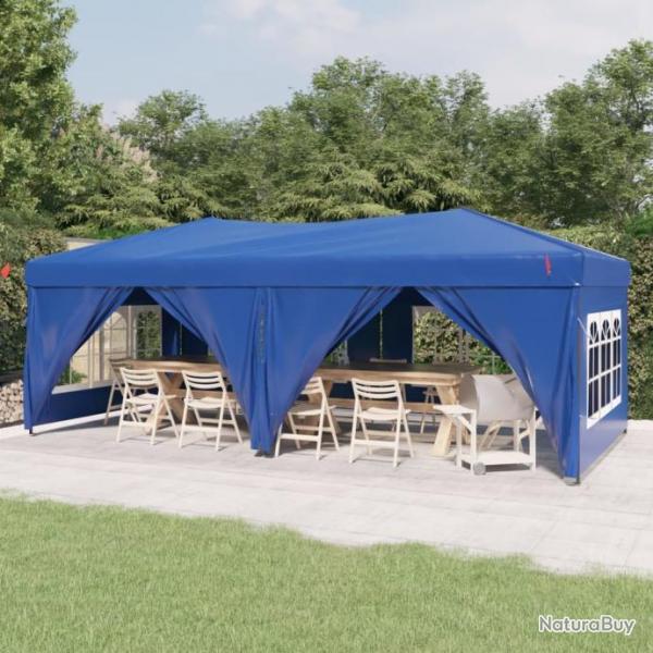 Tente de rception pliable avec parois Bleu 3x6 m