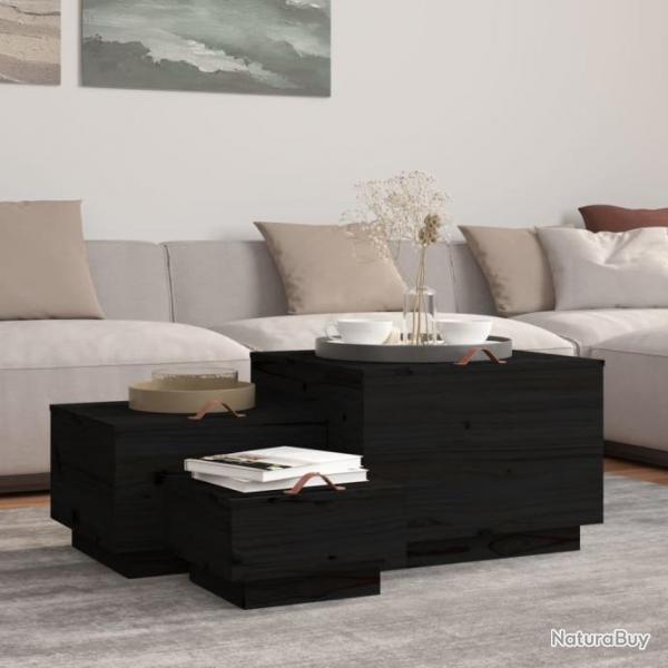 Botes de rangement et couvercles 3 pcs Noir Bois massif de pin