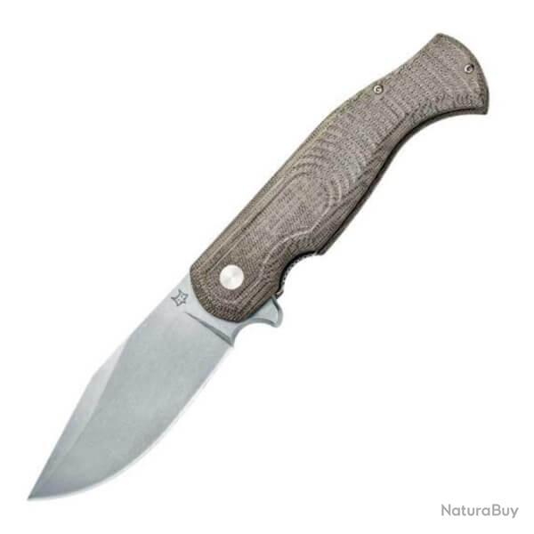 Couteau Pliant Snake Fox Outdoor EDC - Poignée Métal Coyote Tan - Lame 9.5cm
