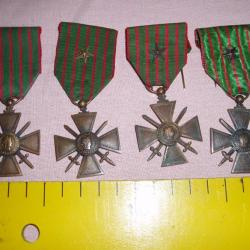 4 MEDAILLES MILITAIRE " CROIX DE GUERRE DE 1914/1915 .1914/1916.1914/1917.19/14/1918.