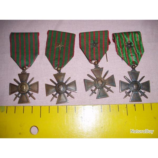 4 MEDAILLES MILITAIRE " CROIX DE GUERRE DE 1914/1915 .1914/1916.1914/1917.19/14/1918.