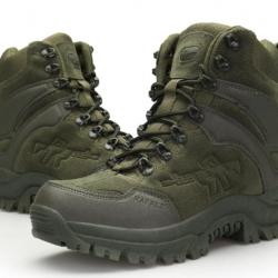 Chaussure montante en CUIR, étanche......LIVRAISON RAPIDE ET OFFERTE ...Coloris vert armée