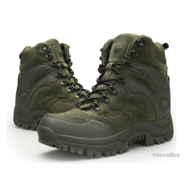 Chaussure montante en CUIR, tanche......LIVRAISON RAPIDE ET OFFERTE ...Coloris vert arme