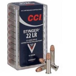 CARTOUCHES CCI 22LR STINGER 32GR CUIVREE PAR 50