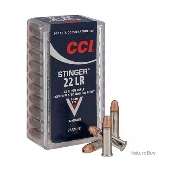 CARTOUCHES CCI 22LR STINGER 32GR CUIVREE PAR 50