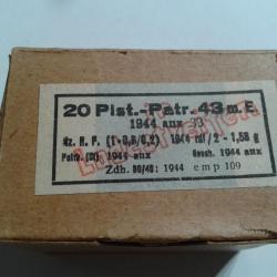 Rare Boite de 20 cartouches 7.92 x 33 Kurz 1944