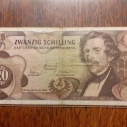 Autriche.  20 shilling du 2 juillet 1967 en ttb