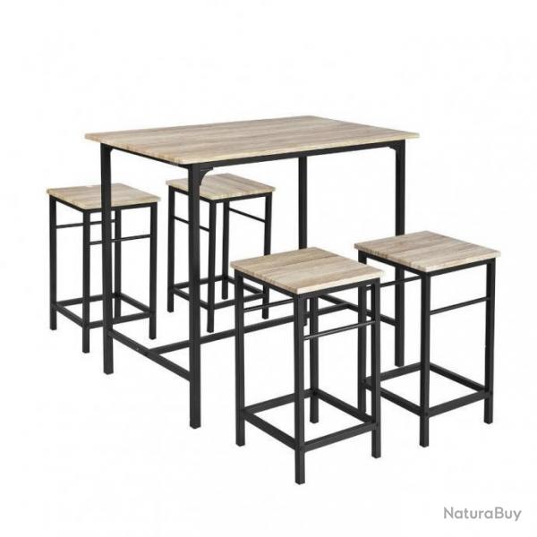 Ensemble Table et 4 Tabourets Bois Mtal Jardin Terrasse Pelouse