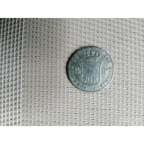 ESPAGNE   = UNE PIECE  DE 4 REALS DE 1861 (8) EN ARGENT