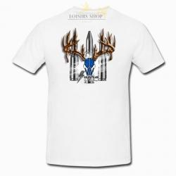 T-shirt de chasse blanc imprimé Supra taille M pour homme - ROG (DESTOCKAGE)