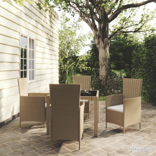 Mobilier  dner de jardin 5 pcs coussins Rsine tresse Beige