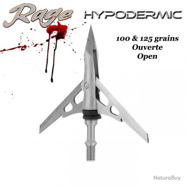 RAGE Hypodermic Pointe de chasse mcanique bilame en acier inox 100 & 125 grains 100