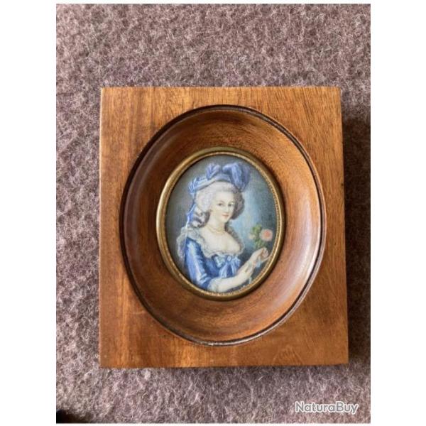 Miniature Ancienne Peinte sur Ivoire MarieAntoinette Selon E Vige Le Brun