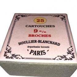 9 mm à Broches ou 9mm Lefaucheux: Reproduction boite cartouches (vide) H&B 9814165