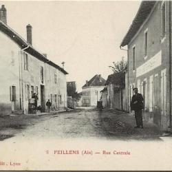 Carte Postale Ancienne - Feillens (01) Rue de l'Église - Rue Centrale