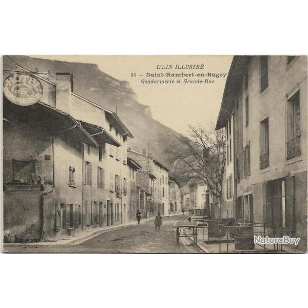 Carte postale ancienne - Saint Rambert en Bugey (01) Gendarmerie et Grand Rue