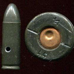 9 x 25 Mauser - RARE production HONGROISE 1944 - étui (25 mm) et balle acier - marquage : LM / 44 /