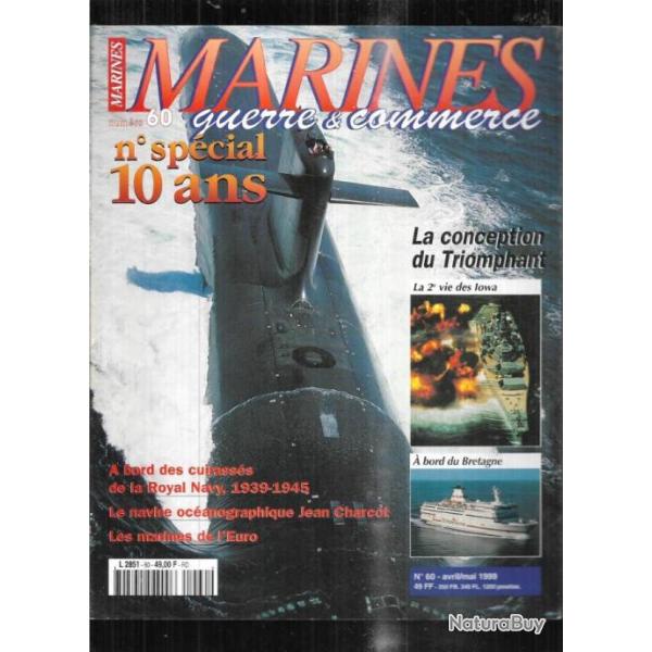 marines guerre et commerce 60  marines ditions ,le jean charcot, le triomphant, cuirasss royal nav