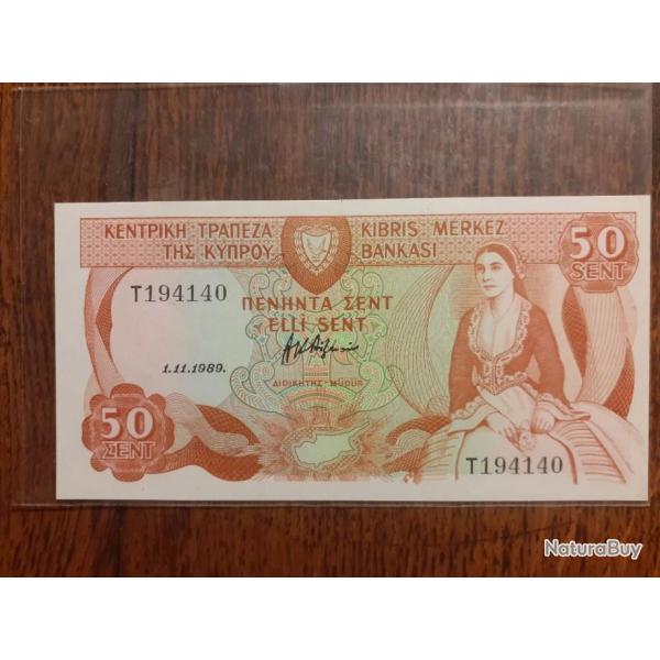 Chypre.  50 sent du 1/11/1989 en neuf