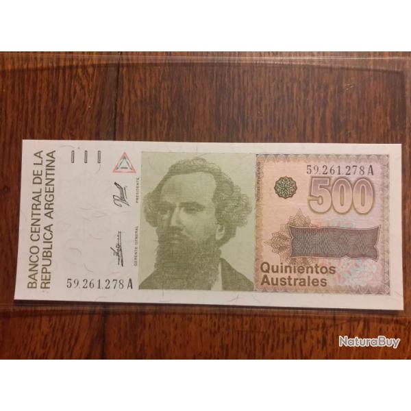 Argentine.  500 australes ND . Neuf