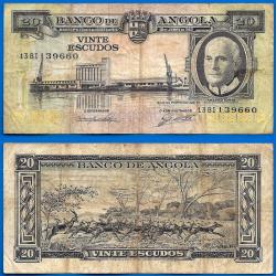 Angola 20 Escudos 1962 Americo Tomas Afrique Escudo Billet Animal