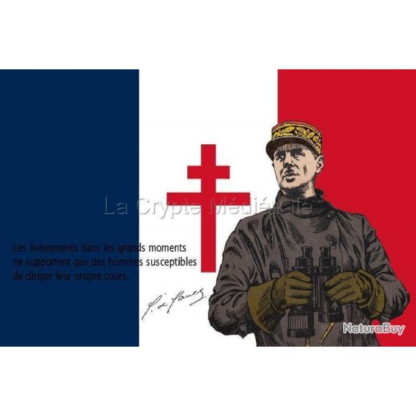 Drapeau CHARLES DE GAULLE/FRANCE LIBRE 150X90CM