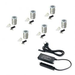 Lot de 6 Spots Led encastrables D18mm 95lm 1.2W 4000K en alu anodisé mat 5073962 Emuca