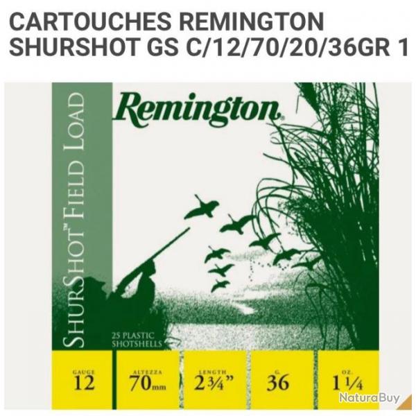 Cartouche Remington cal.12/70 36 gr BJ n1