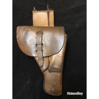 Etui / holster cuir noir pour pistolet 7.65mm autrichien - Étuis