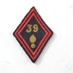 Insigne de bras losange amovible Armée Française Indochine Algérie 39 Régiment