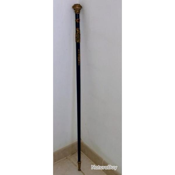 Canne collection "fantaisie dite de Dandy en bois couleur bleu symboles "maonnique environ 1 metre