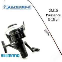 Pack Truite ultra léger, canne Garbolino Spin light + Moulinet Shimano IX 2000 R