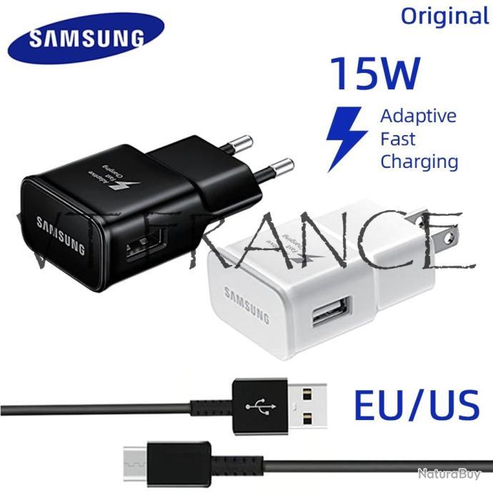 Chargeur secteur usb c 15w + cable usb c - 15w - samsung - noir
