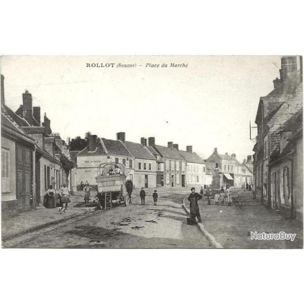 Carte postale ancienne - Rollot (80) - 1915 - Place du March