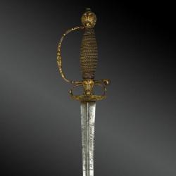 Epée De Cour, Garde Fer Ciselé à Fond D'or - France - XVIIIème