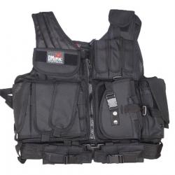 DMoniac Veste tactique Noire 8 poches holster + ceinturon