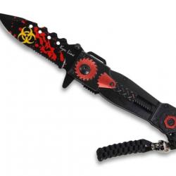 Couteau pliant Zombies Blood Rouge / Noir lame 8cm