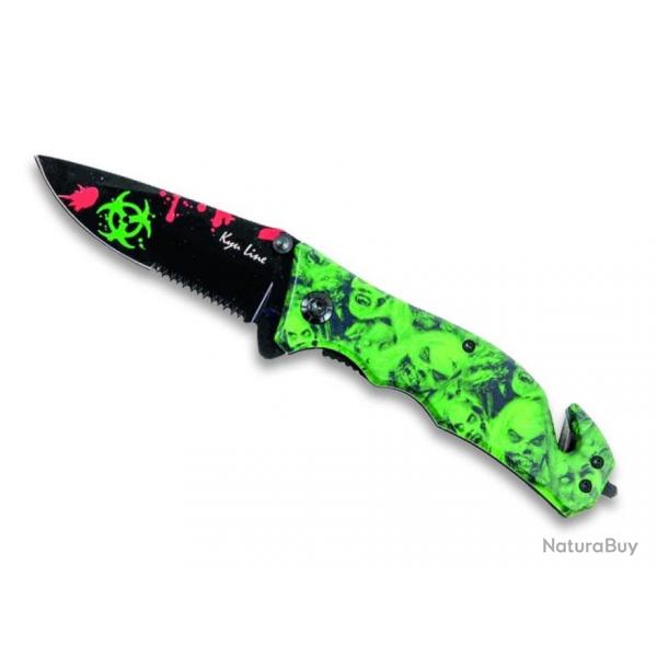 Couteau pliant Zombies Vert fluo lame 8cm