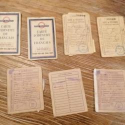 Lot de pièces identités 1943 et cartes rationnements après guerre