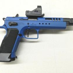 Pistolet Tanfoglio Domina bleu 38 super auto avec point rouge