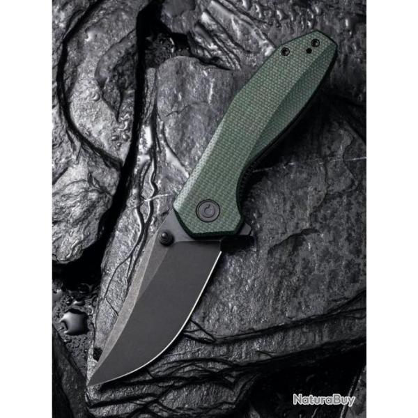 Couteau CIVIVI ODD 22 Green Lame Acier Sandvik 14C28N Manche Micarta IKBS Linerlock Clip CIVC210322