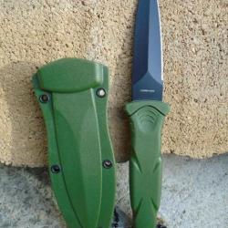 Couteau de Botte Dague Smith&Wesson HRT OD Green Manche Abs Lame Acier Inox Etui SWP1189664