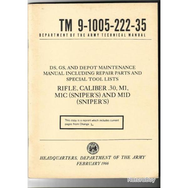 TM 9-1005-22-35 Rifle Caliber 30,M1,M1C & M1D-Sniper's