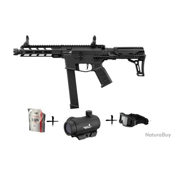 Pack replique AEG Battle X + point rouge + masque 1J Lancer Tactical