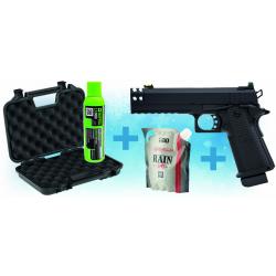 Pack réplique Hi-capa hex-comb Raven + billes + cible + gaz + mallette